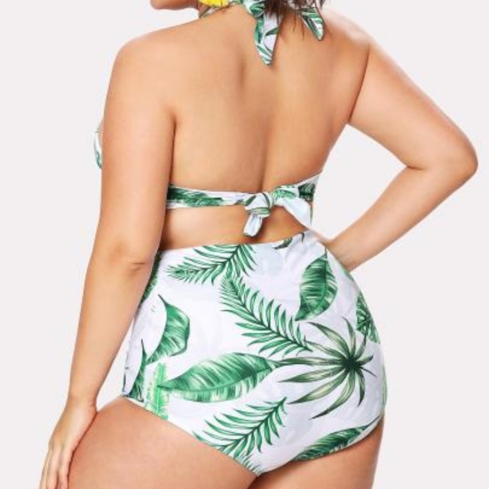 New Palm Print Halter Bikini Set - Picture 4 of 4